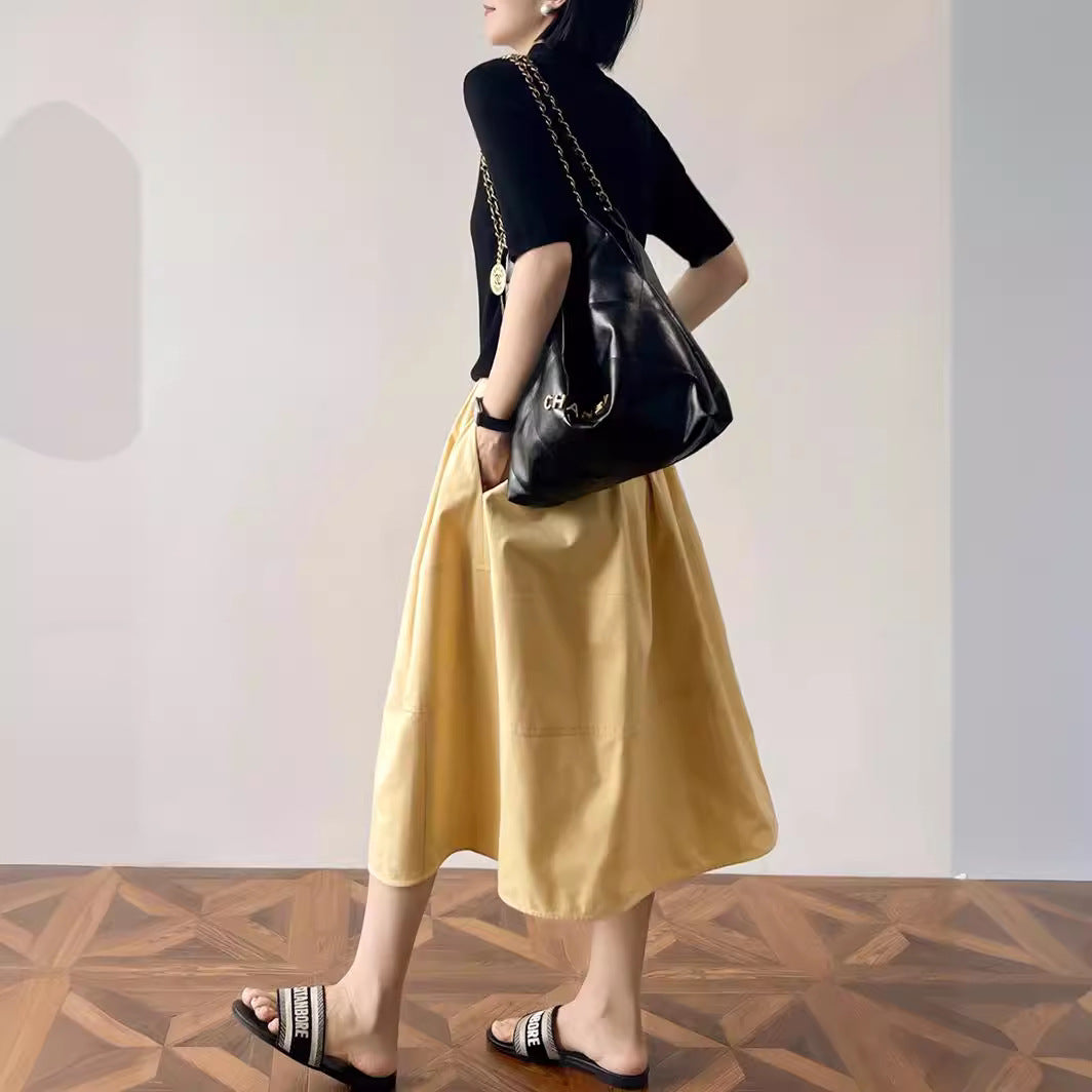 Damen Eleganter, weit geschnittener Midirock Nord Taschen
