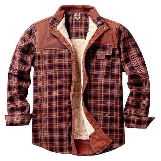 Herren Lässige Flanelljacke mit Teddyfutter Nord Taschen