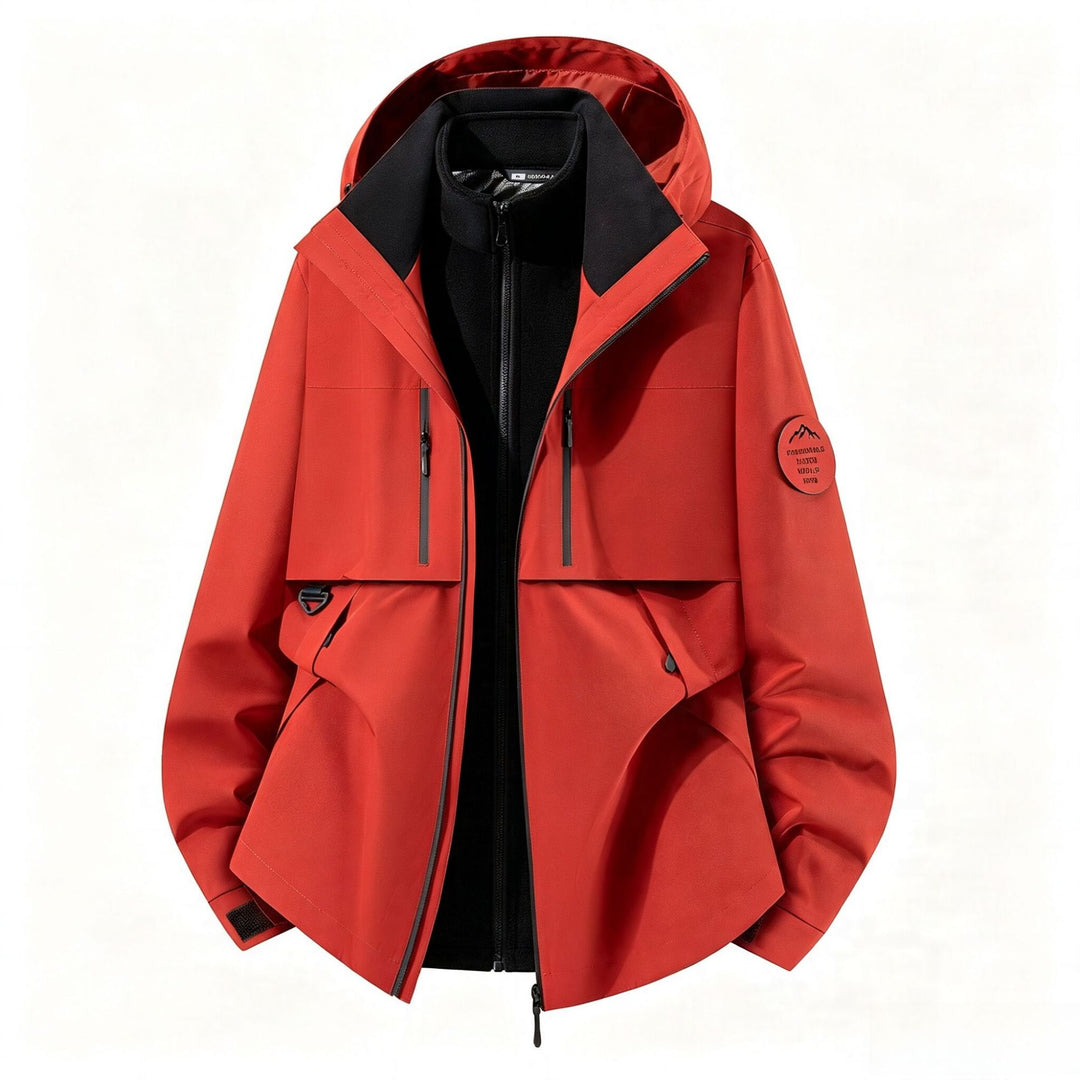 Herren dreilagige Softshell-Outdoorjacke mit herausnehmbarem Fleecefutter und Kapuze Nord Taschen