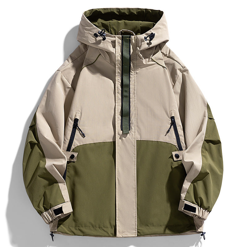 Unisex Leichte zweifarbige Wind- und Regenjacke mit Kapuze, Kordelzug und Reißverschlusstaschen Nord Taschen