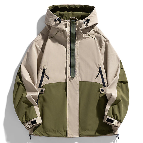 Unisex Leichte zweifarbige Wind- und Regenjacke mit Kapuze, Kordelzug und Reißverschlusstaschen Nord Taschen