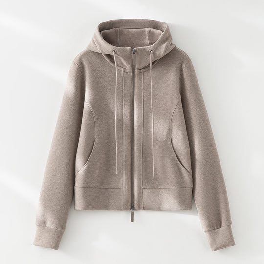 Damen Kurze Kapuzenjacke aus Sweat mit durchgehendem Zweiwege-Reißverschluss und taillierter Passform Nord Taschen
