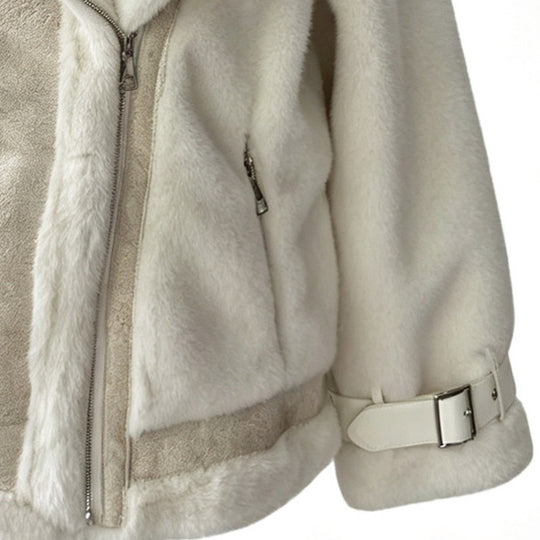 Damen Kurzjacke im Aviatorstil mit Kunstfell‑Futter und Schnallenärmeln Nord Taschen