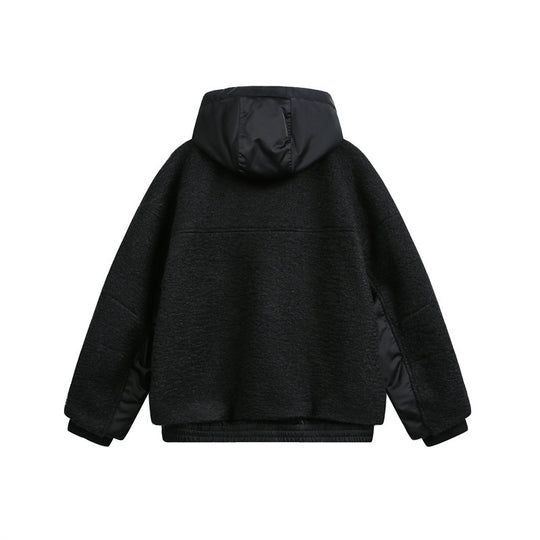 Unisex Oversized Teddy-Fleece Winterjacke mit abnehmbarer Kapuze Nord Taschen