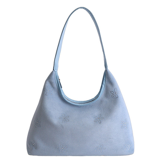 Damen Hobo-Tasche aus weichem Veloursleder mit funkelnden Applikationen Nord Taschen