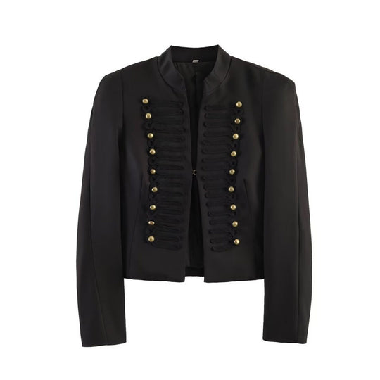 Damen Kurze marschallinspirierte Blazerjacke mit dekorativer Knopfreihe und Kordelbesatz Nord Taschen