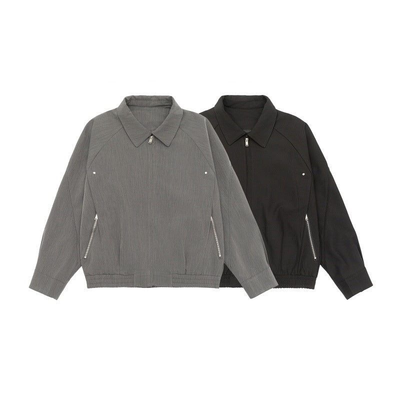 Herren Boxy-Übergangsjacke mit Hemdkragen, Raglanärmeln und Reißverschlusstaschen Nord Taschen