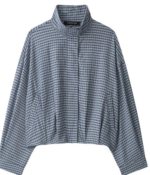 Damen Kurz geschnittene Wollmix-Jacke mit Stehkragen, Reißverschluss und Ballonärmeln Nord Taschen