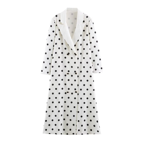 Damen Midilanger Mantel mit Polka‑Dot‑Print, Doppelreiher und Schalkragen Nord Taschen