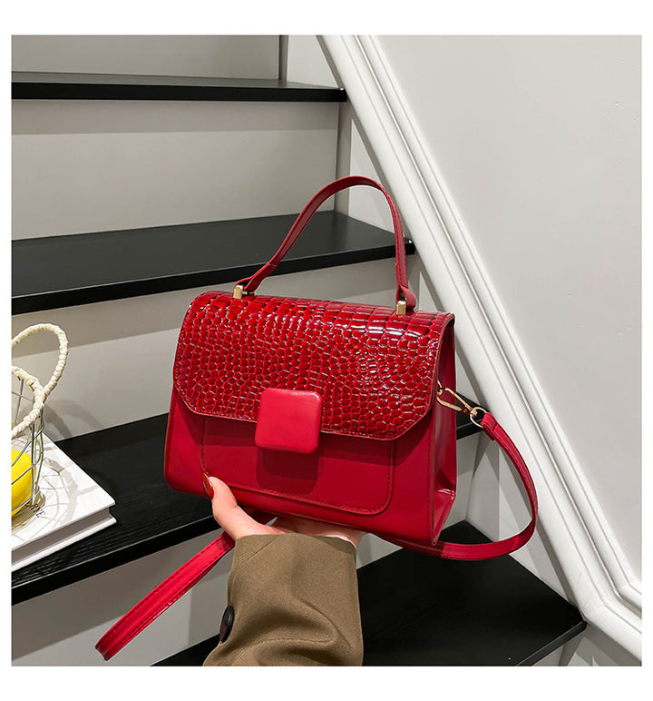 Damen elegante Lackleder-Handtasche mit Kroko-Prägung Nord Taschen