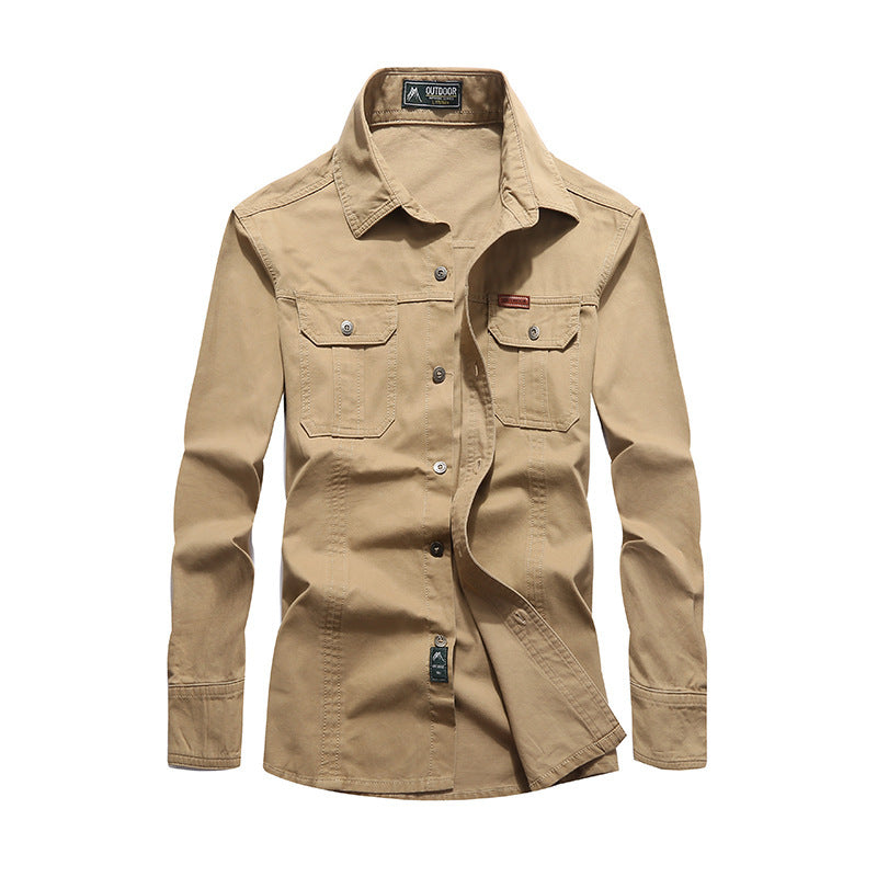 Herren robustes Canvas-Overshirt mit Brustpattentaschen, Hemdkragen und Utility-Details Nord Taschen