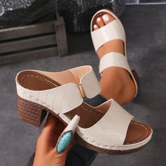 Damen bequeme Absatzsandalen mit atmungsaktiven Riemen und stabiler Laufsohle