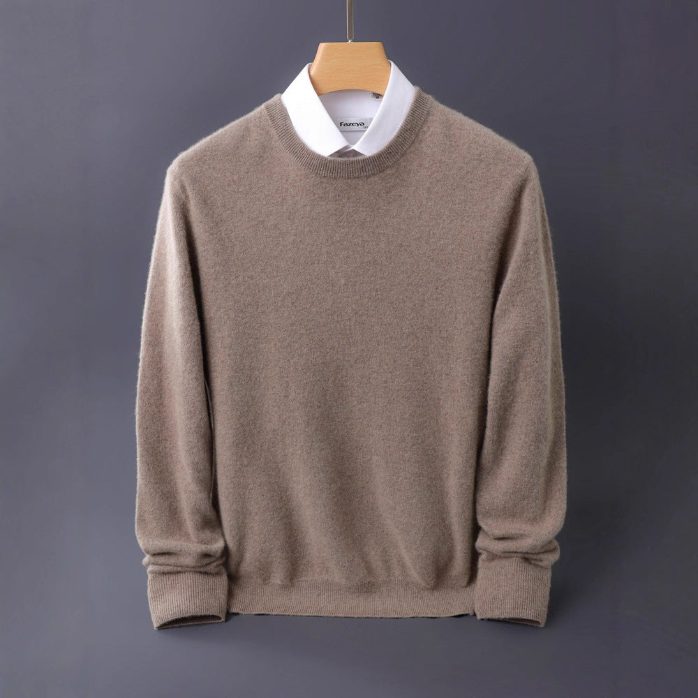 Herren Feiner Rundhals-Strickpullover in Kaschmir‑Optik mit gerippten Bündchen Nord Taschen