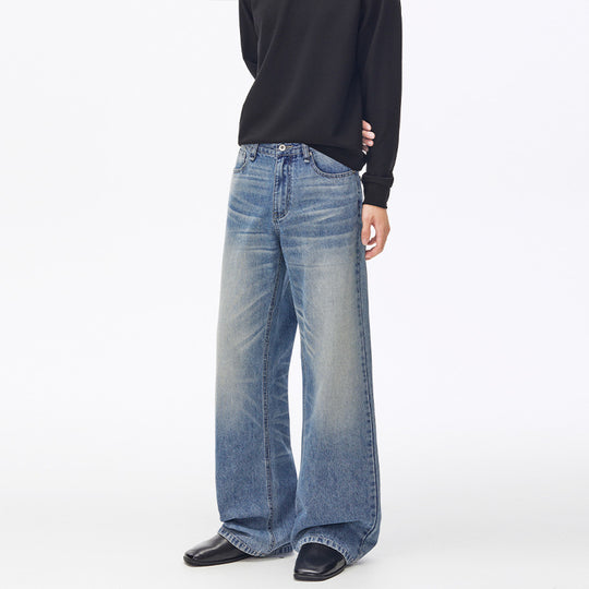 Herren Extraweite Vintage-Denim Baggy-Jeans mit tiefem Schritt und verlängertem Saum Nord Taschen