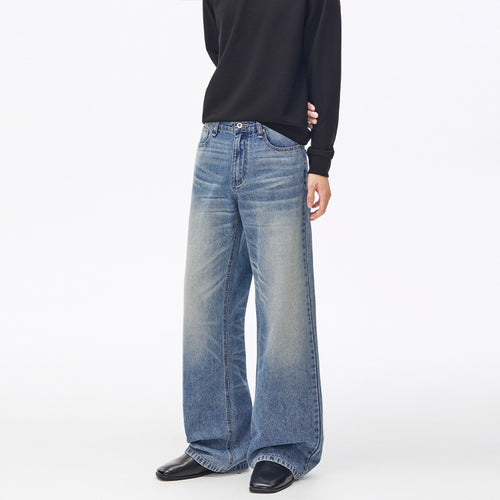 Herren Extraweite Vintage-Denim Baggy-Jeans mit tiefem Schritt und verlängertem Saum Nord Taschen