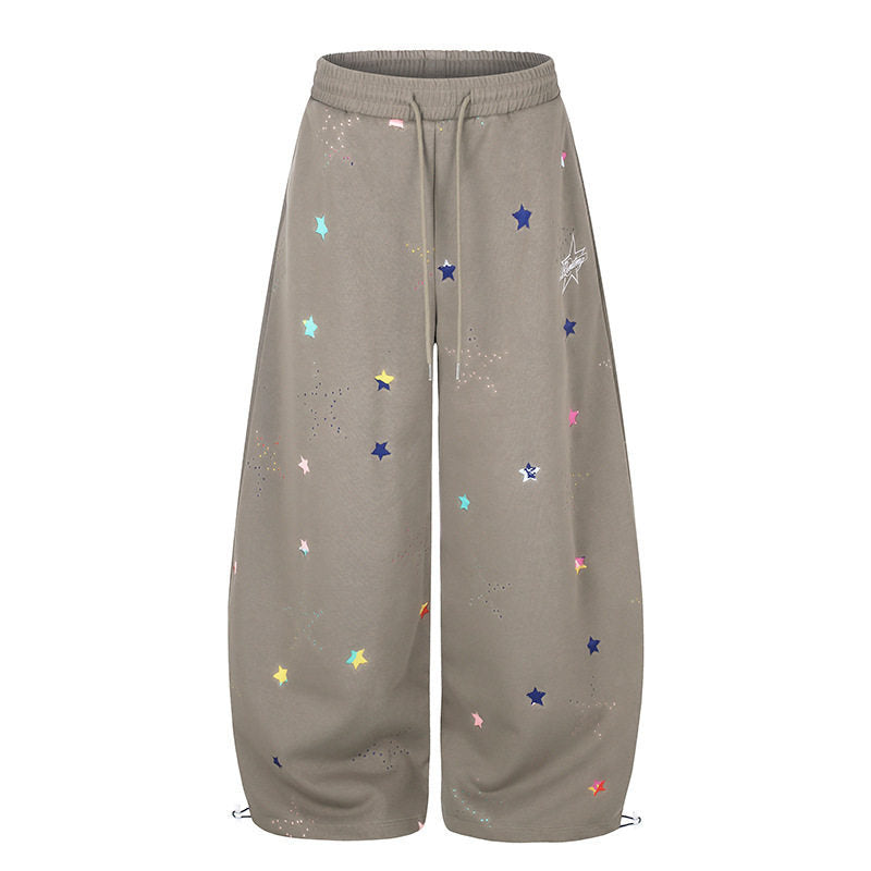 Damen Extraweite Palazzo‑Sweathose im Balloon‑Cut mit elastischem Komfortbund, Kordelzug und Sternen‑Applikation Nord Taschen