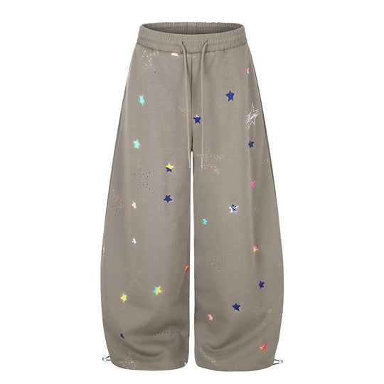 Damen Extraweite Palazzo‑Sweathose im Balloon‑Cut mit elastischem Komfortbund, Kordelzug und Sternen‑Applikation Nord Taschen