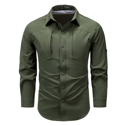 Men's  technical long-sleeve outdoor utility shirt with roll-tab sleeves concealed chest pockets and breathable mesh back Nord Taschen