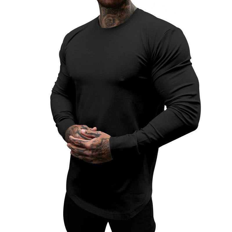 Herren Langarmshirt aus weichem, elastischem Baumwollmix mit Rundhalsausschnitt