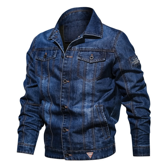 Herren Jeansjacke im Vintage-Stretch-Denim mit Kontrastnähten und Brusttaschen Nord Taschen