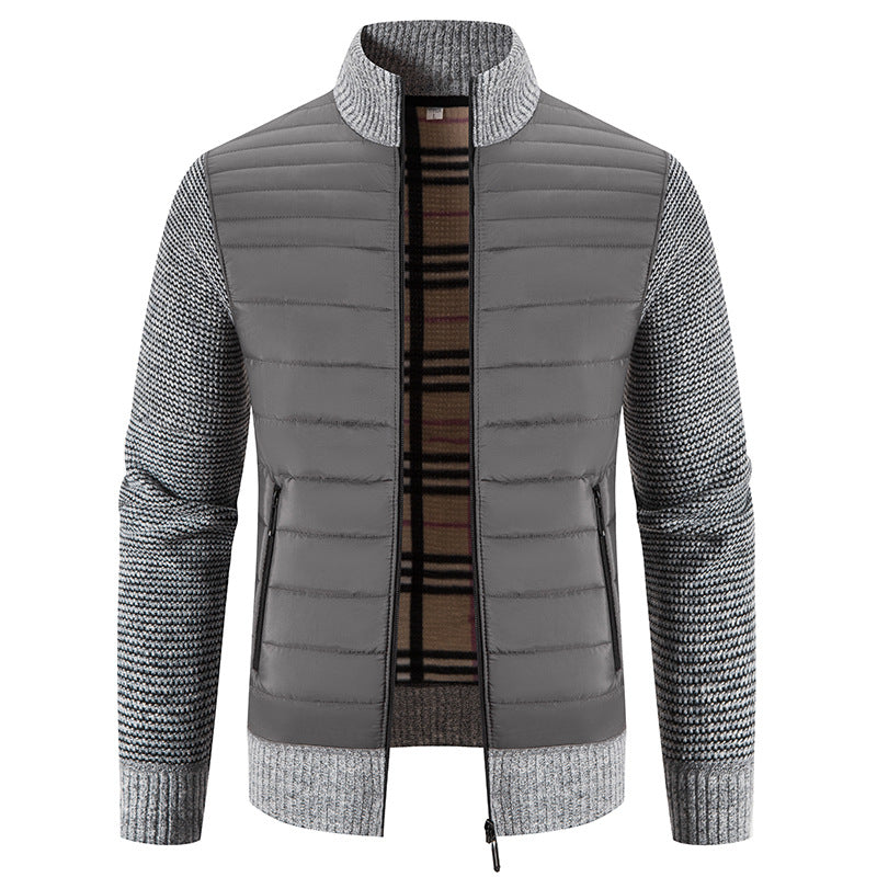 Herren gesteppte Hybridjacke mit Strickärmeln und modernem Stehkragen Avellé