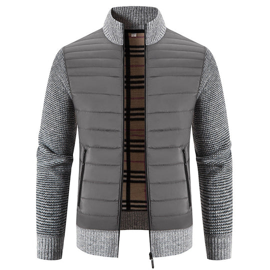 Herren gesteppte Hybridjacke mit Strickärmeln und modernem Stehkragen Avellé
