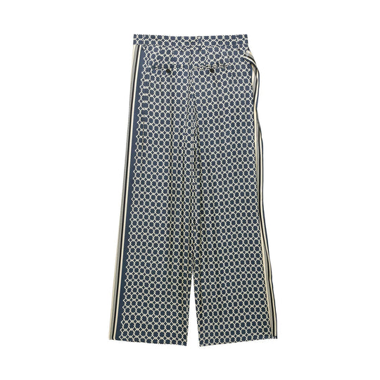 Damen Weite Palazzo‑Hose mit geometrischem Alloverprint und seitlichem Streifen Nord Taschen