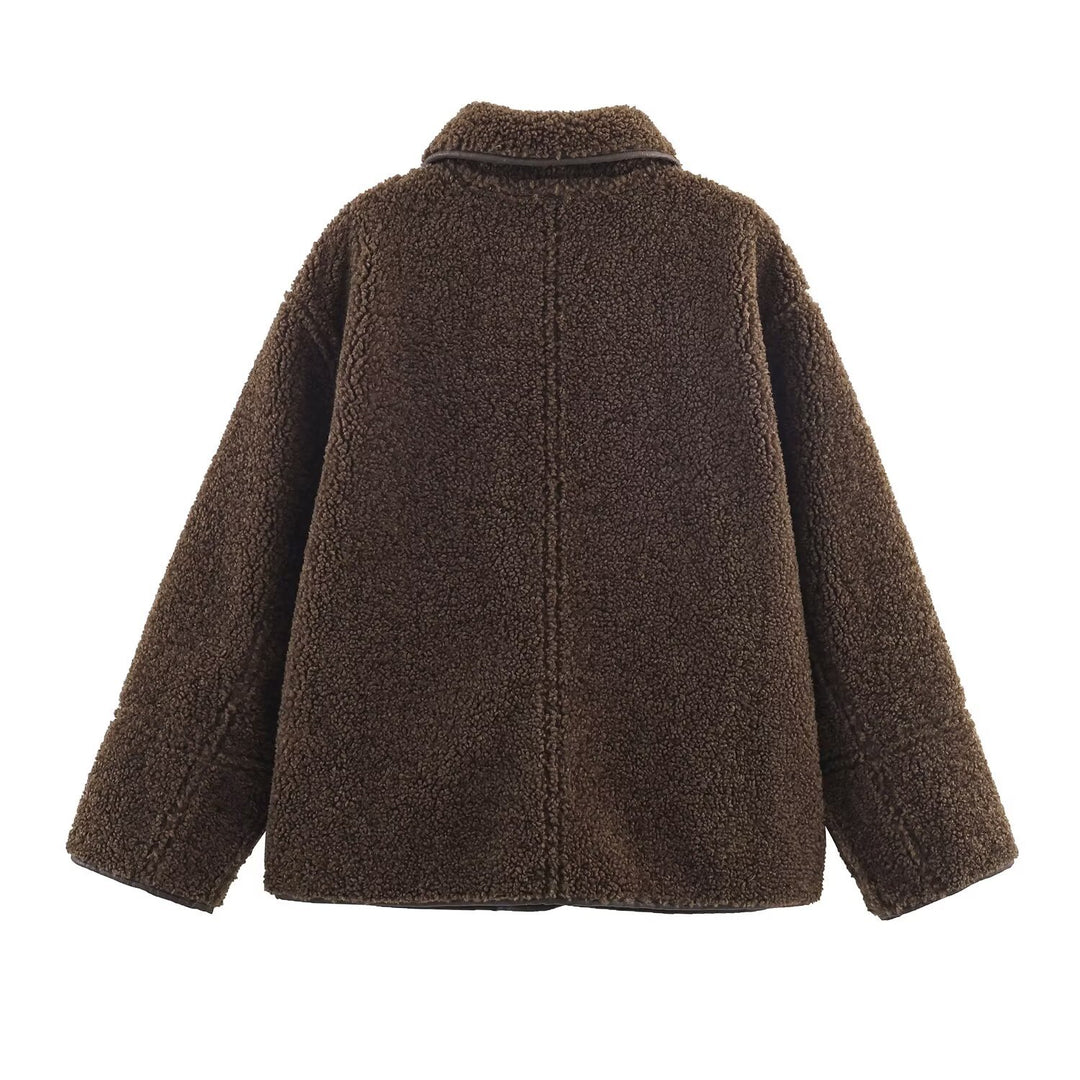 Damen 70+ Teddy‑Fleece‑Jacke im Oversize‑Cocoon‑Schnitt Nord Taschen