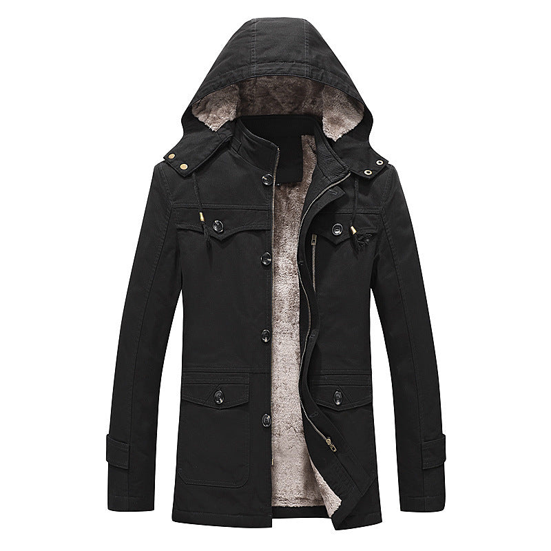 Herren wattierter Canvas-Parka mit fester Kapuze, kuscheligem Teddy-Innenfutter und Mehrfach-Taschen Nord Taschen