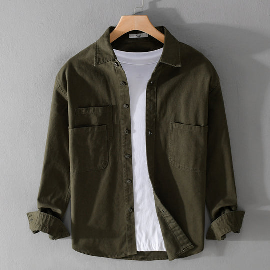 Herren Utility-Overshirt aus Baumwoll-Twill mit doppelten Brusttaschen und legerem Schnitt Nord Taschen