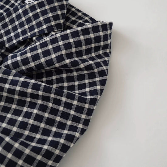 Damen Oversize kariertes Hemd mit abgerundetem Saum Nord Taschen