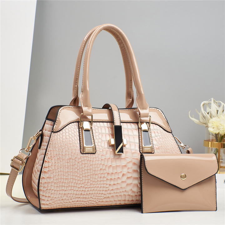 Damen Handtasche mit elegantem Kroko-Look und abnehmbarer Clutch Nord Taschen