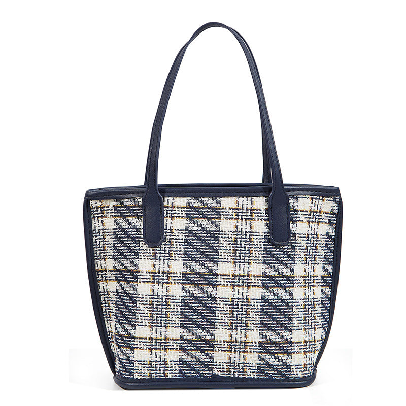 Damen Tragetasche mit elegantem Karomuster und praktischem Innenbeutel Nord Taschen