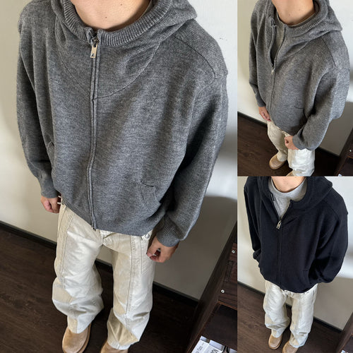 Herren Modische Strickjacke mit Kapuze Nord Taschen