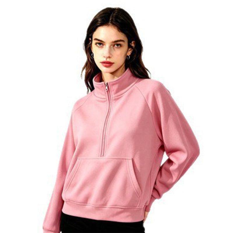 Damen Sportlicher Kapuzenpullover mit Stehkragen Nord Taschen