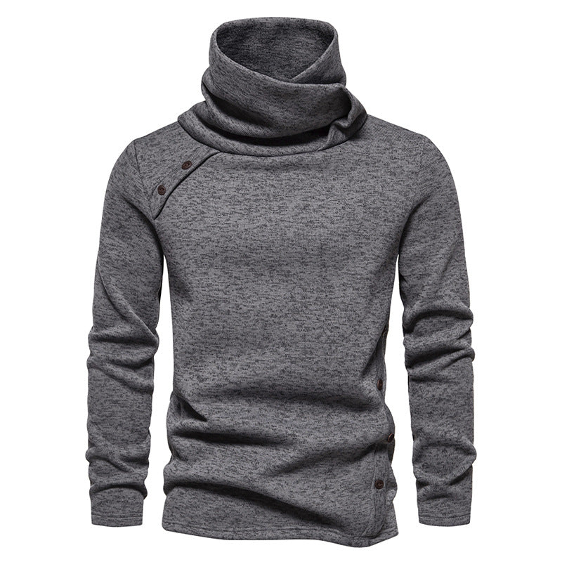 Herren Strickpullover mit großem Schalkragen, asymmetrischer Knopfleiste und schmaler Silhouette Nord Taschen
