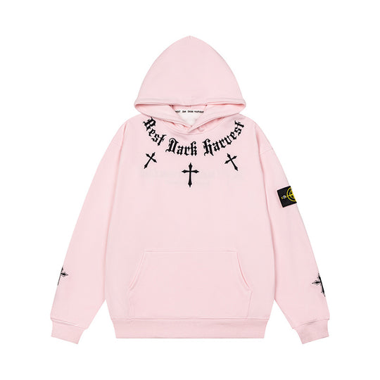 Unisex Oversize Kapuzenpullover mit Gothic-Kreuz-Print, Kängurutasche und Rippbündchen Nord Taschen