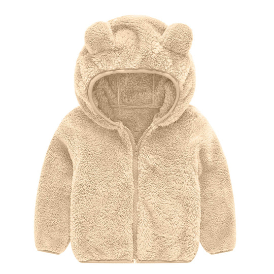 Damen Fleecejacke mit niedlichem Bärenohren-Design