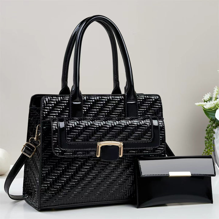 Damen elegante Handtasche mit strukturiertem Metallikdesign und abnehmbarer Clutch Nord Taschen