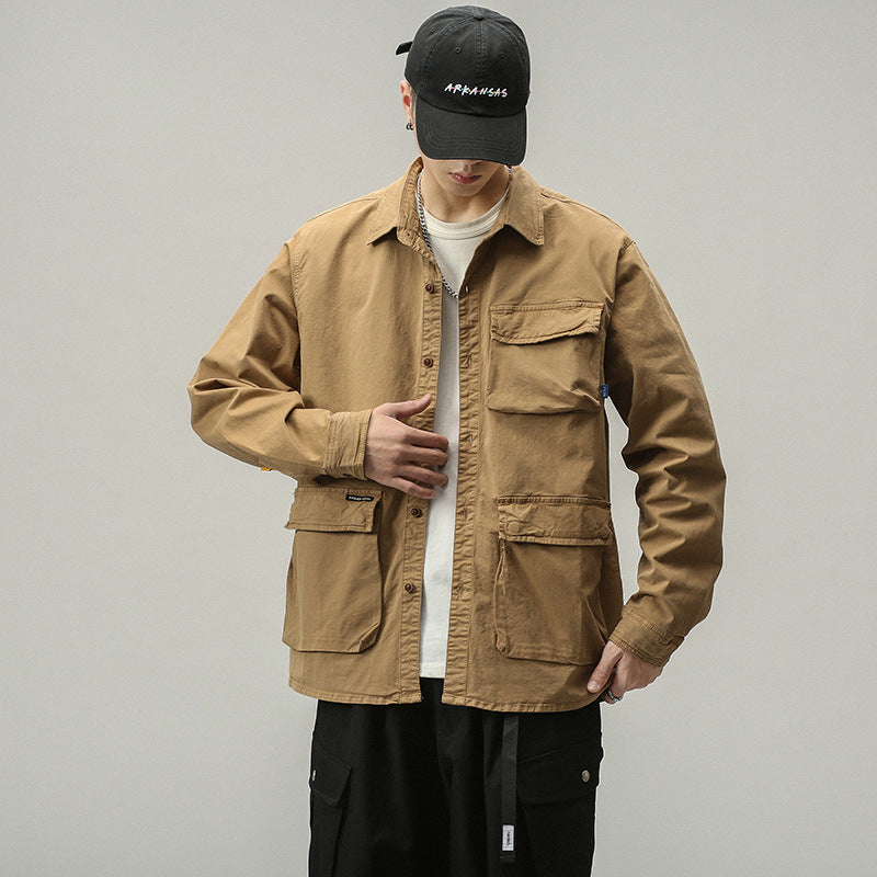 Herren Militärinspirierte Fieldjacke mit Mehrfach-Taschen und lockerem Schnitt Nord Taschen