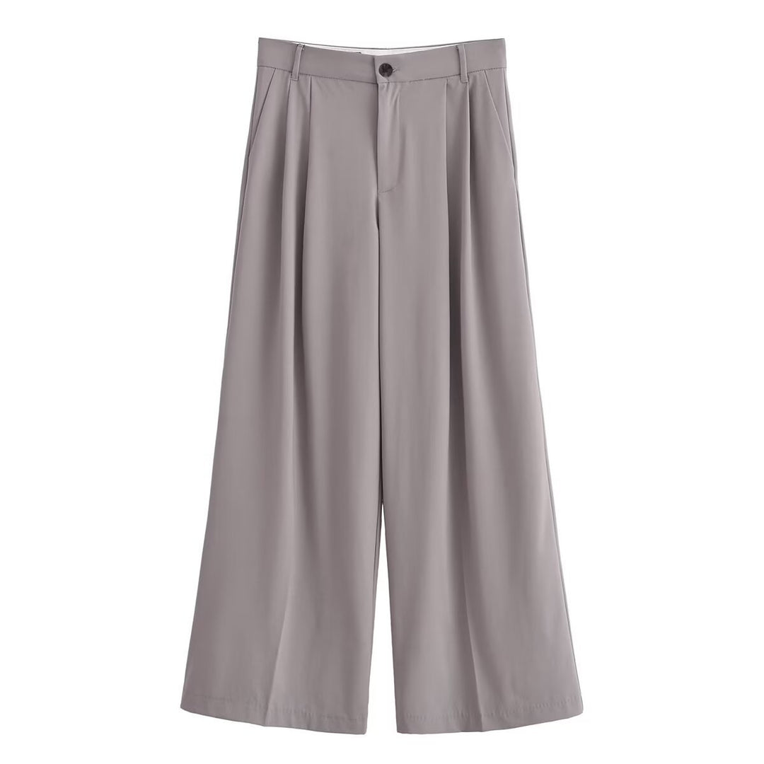 Damen Elegante High‑Waist Palazzo‑Hose mit Bundfalten und Bügelfalte Nord Taschen