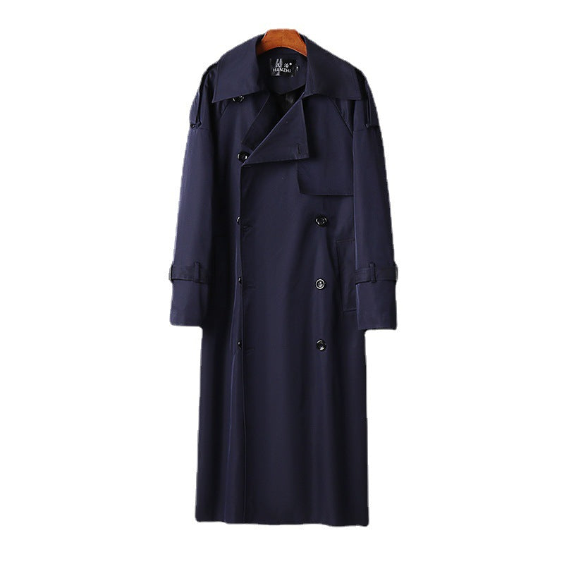 Herren Langer Doppelreihiger Trenchcoat mit Taillengürtel, Epauletten und klassischem Schalkragen Nord Taschen
