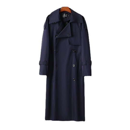 Herren Langer Doppelreihiger Trenchcoat mit Taillengürtel, Epauletten und klassischem Schalkragen Nord Taschen