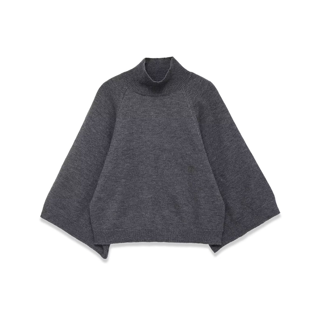 Damen Oversize Strickponcho mit Rollkragen und Raglanärmeln Nord Taschen