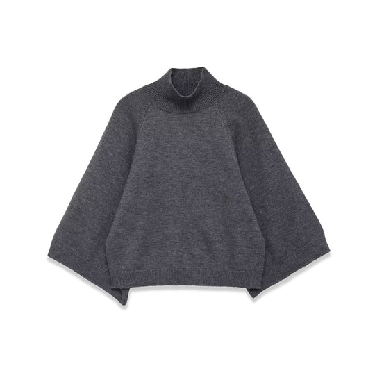 Damen Oversize Strickponcho mit Rollkragen und Raglanärmeln Nord Taschen
