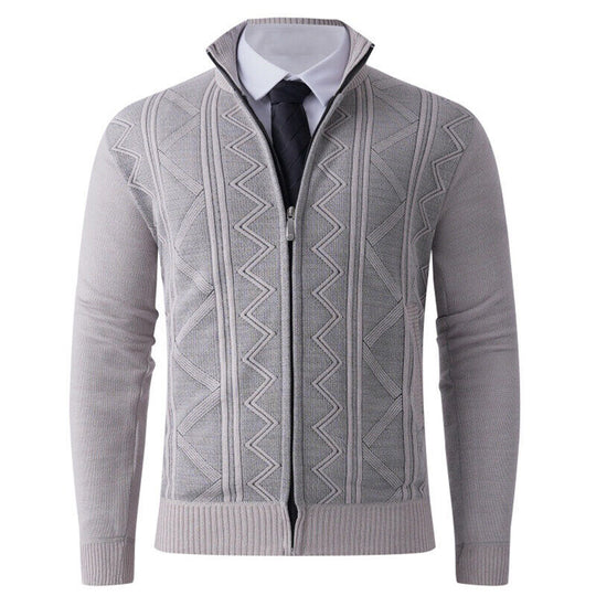 Herren Strick-Zipjacke mit Stehkragen und dezentem Rautenmuster Nord Taschen