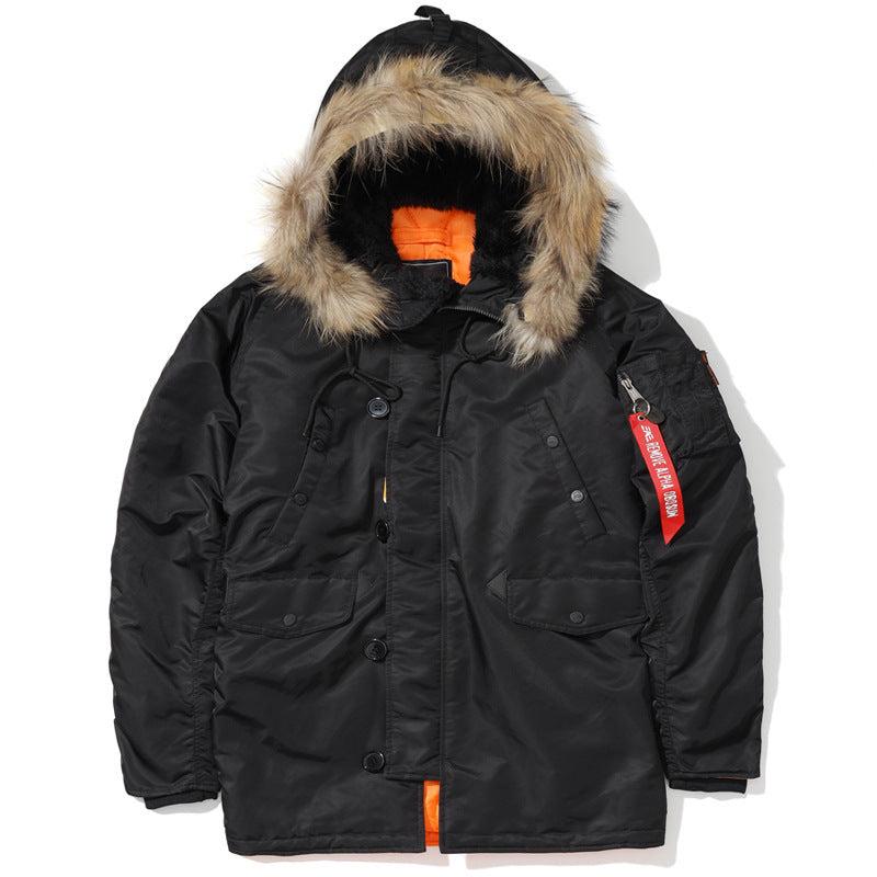 Herren Schwerer Thermo-Parka im Expeditionstil mit Kunstfellkapuze und Multifachtaschen Nord Taschen