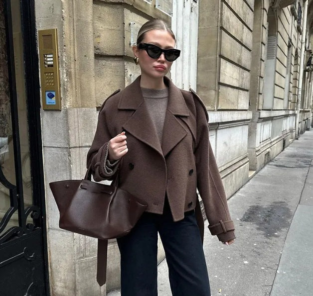 Damen 2200+ Wollmix‑Longmantel im Oversize‑Schnitt mit doppelreihiger Knopfleiste und verstellbaren Manschetten Nord Taschen