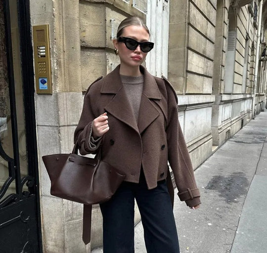 Damen 2200+ Wollmix‑Longmantel im Oversize‑Schnitt mit doppelreihiger Knopfleiste und verstellbaren Manschetten Nord Taschen