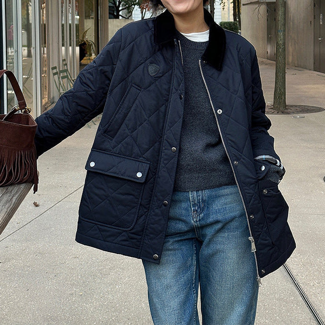 Damen Modische Steppjacke mit hochgeschlossenem Kragen und großen Taschen Nord Taschen